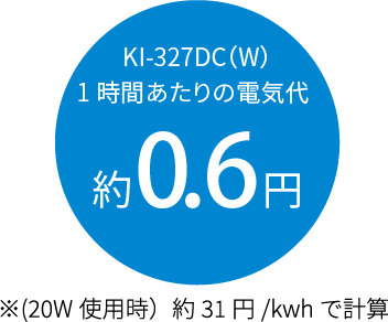 KI-327DC(W)１時間あたりの電気代約0.6円